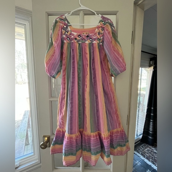 Vintage Ramona Rull 70’s Caftan Cotton Rainbow Dress No Size‎ Boho - Picture 13 of 13